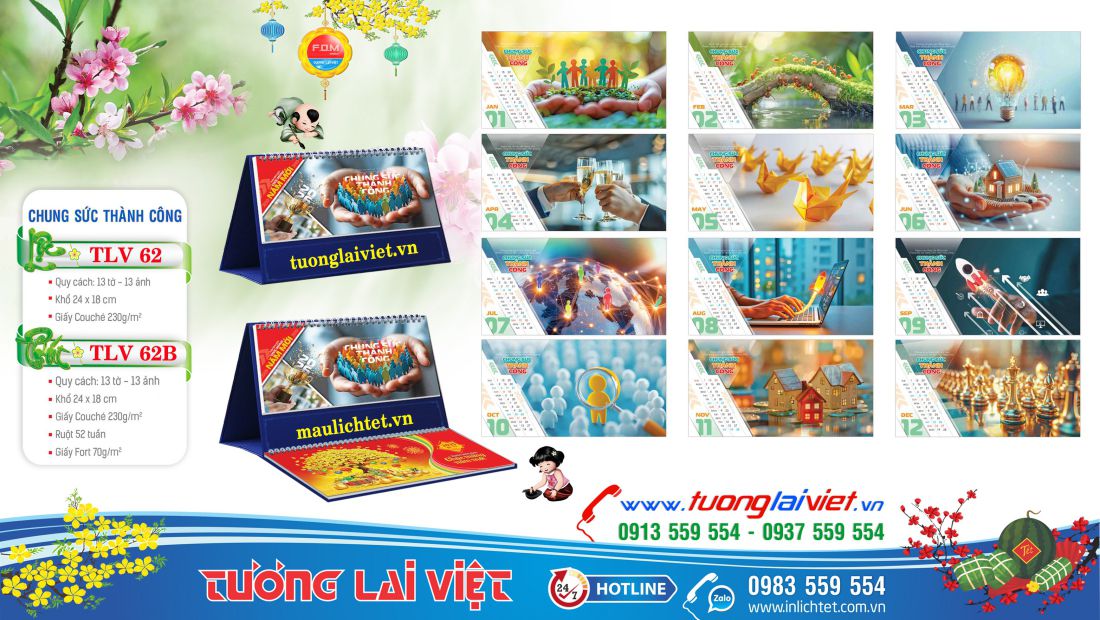 Mẫu Lịch để bàn Chung sức thành công